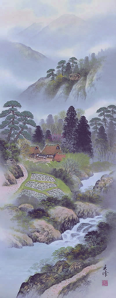 四神相応山水図【掛軸】【開運】 