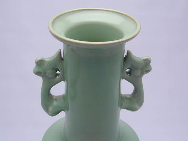 加藤 泰一 青磁鳳凰耳付花瓶