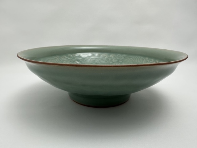 加藤 泰一 青磁草花文鉢 大きめ