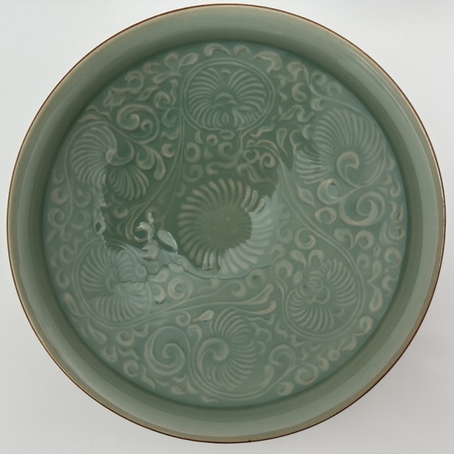 加藤 泰一 青磁草花文鉢 大きめ