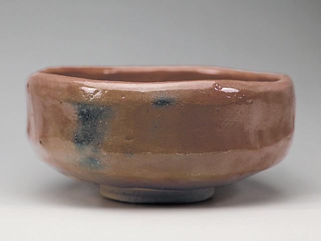 楽焼 馬盥茶碗 楽入窯 吉村楽入 作 朝顔ノ画 共箱 共布 茶道具 抹茶碗 美品 2019年初春作品 赤楽馬盥茶碗 角印