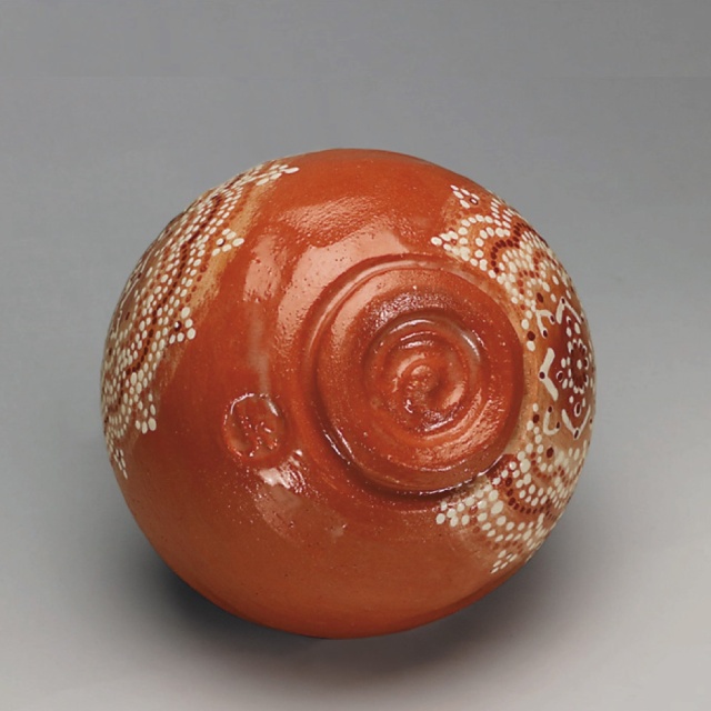 楽焼　赤楽茶碗　貫入　楽入窯　吉村楽入茶器 赤楽 茶盌 吉村楽入 共箱入 楽入窯 吉村楽入