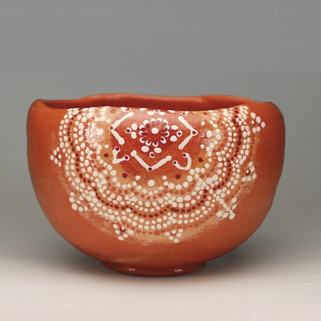 楽焼　赤楽茶碗　貫入　楽入窯　吉村楽入茶器 楽焼 赤楽茶碗 貫入 楽入窯 吉村楽入茶器
