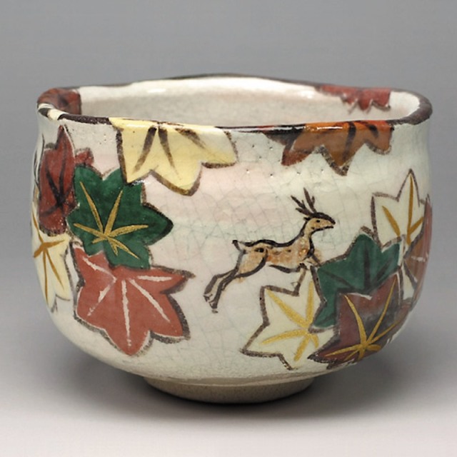 b444 【新品・未使用】楽茶碗 彩紅葉 吉村楽入 木箱 茶道具 b444 【新品・未使用】楽茶碗 彩紅葉 吉村楽入 木箱 茶道具