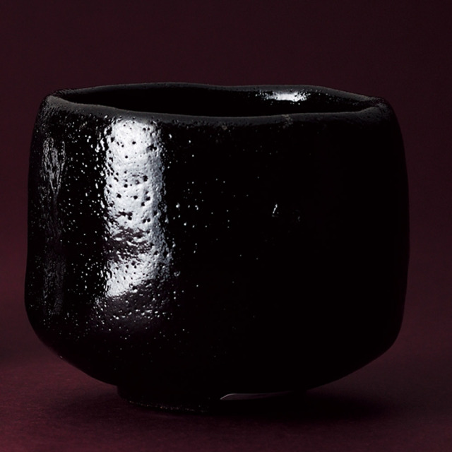 楽入窯 2025年新春作品 萬福堂楽入作 黒楽茶碗 倣「亀毛」