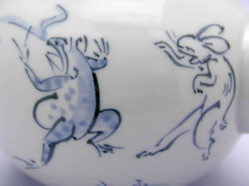 伯山窯 釋伯山 染付戯画急須