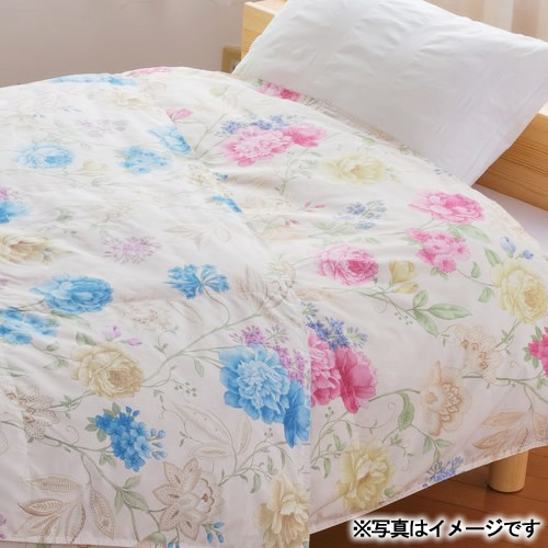 未使用 MITSUKOSHI 羽毛肌掛け布団 新品 ペーズリー ブルー 三越