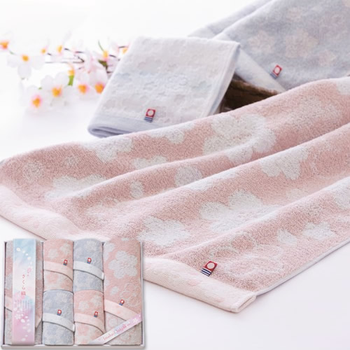 おにまい バスタオル シークレット 8点 送料無料】今治さくら織 バスタオル2P・フェイスタオル4P(A30-08)