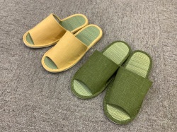 涼　茶染いぐさスリッパ　グリーン　ベージュ