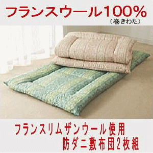 フランスリムザンウール使用防ダニ敷き布団2枚組