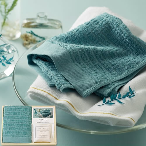 【メール便対応】MIZUITO 澄みわたるみずいと 泉州ハンドタオルとシアバター石けんセット(56010)
