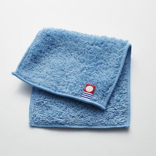 【メール便対応】サスティナブルタオル 日本製 愛媛今治 ハーフハンカチ ブルー (64808)