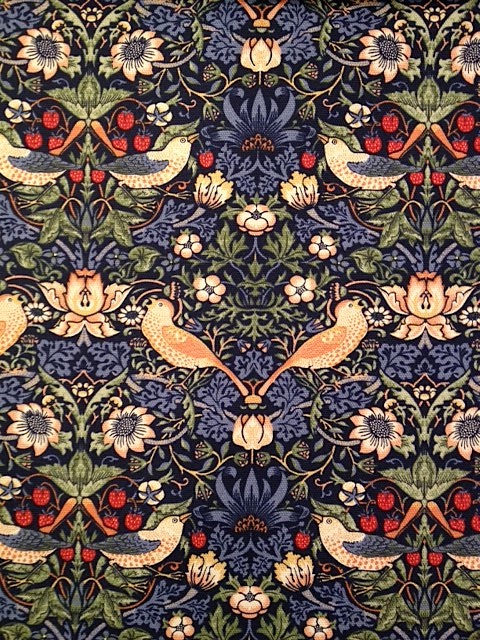 MODA W.モリスコレクション"Strawberry Thief #Blue110cm巾ツイル(10cmからカット致します) 会員登録+ご購入数10以上でさらに5%OFF!