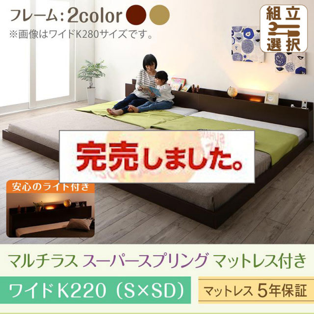 連結式ファミリーベッド【Equale】エクアーレ マルチラスマットレス付 ワイドK220