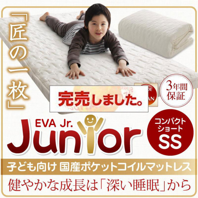 抗菌・薄型・軽量 【EVA】 エヴァ ジュニア 国産ポケットコイル セミシングル ショート丈