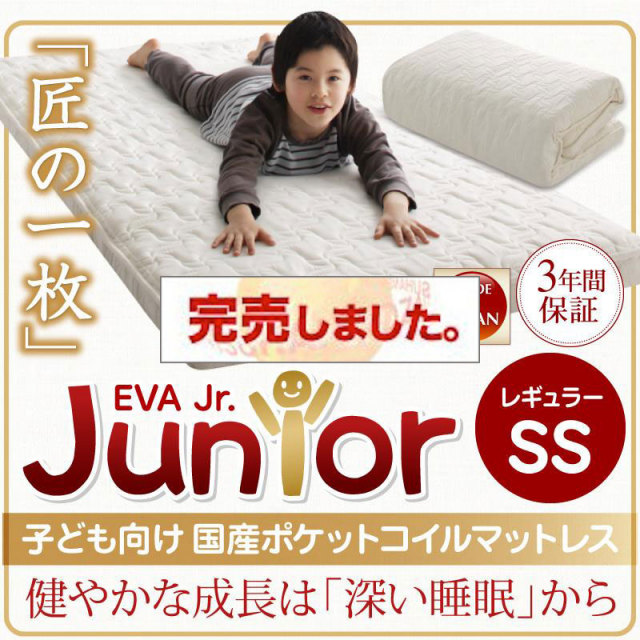 抗菌・薄型・軽量 【EVA】 エヴァ ジュニア 国産ポケットコイル セミシングル レギュラー丈