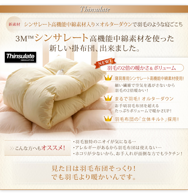 掛け布団 羽毛の2倍の暖かさ シンサレート入り掛布団 クイーン