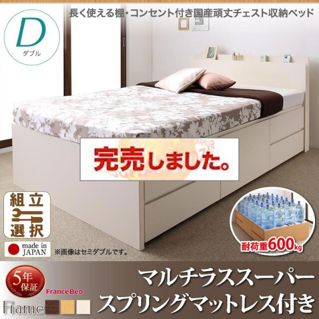 日本製 丈夫で頑丈 チェストベッド【Heracles】ヘラクレス マルチラスマットレス付 ダブル