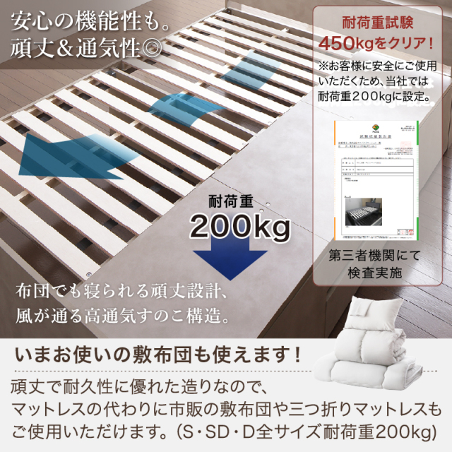 チェストベッド | 【新商品】大型引き出し2個付き 大容量収納すのこ