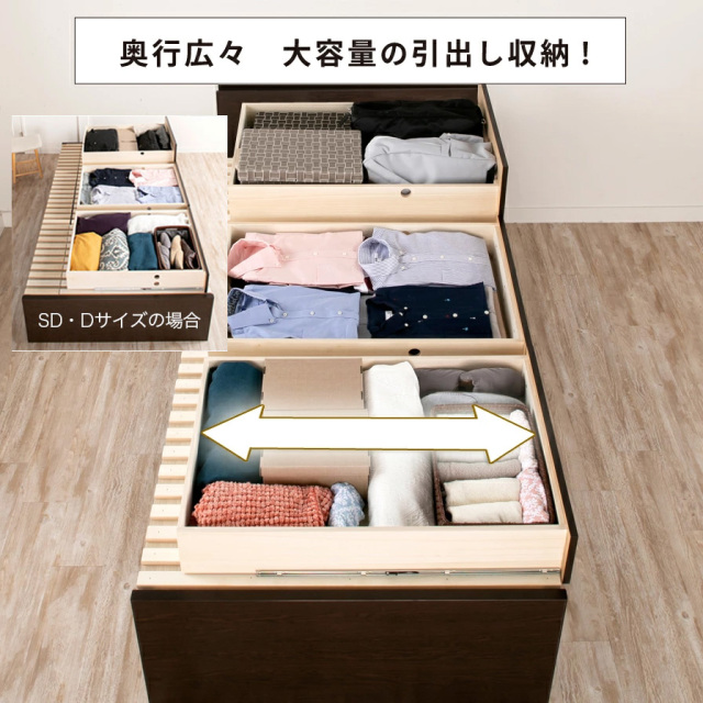 大容量付きチェストベッド チェストベッド | 【新商品】日本製 大型引出し収納 薄型ヘッドボード