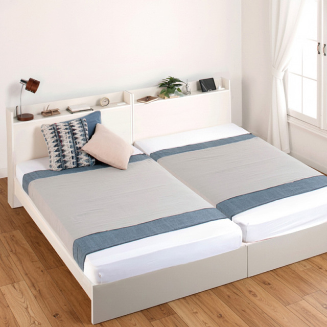 【ろう】シングルマットレス　ベッドセット 連結式ベッド | 【新商品】日本製 連結式 棚付きファミリーベッド