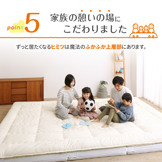 敷布団セット280cm幅厚さ15センチ上層部+しっかり下層部アイボリー