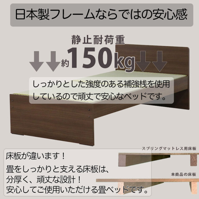 畳ベッド | 日本製 天然い草使用 フラットヘッド畳ベッド オープン