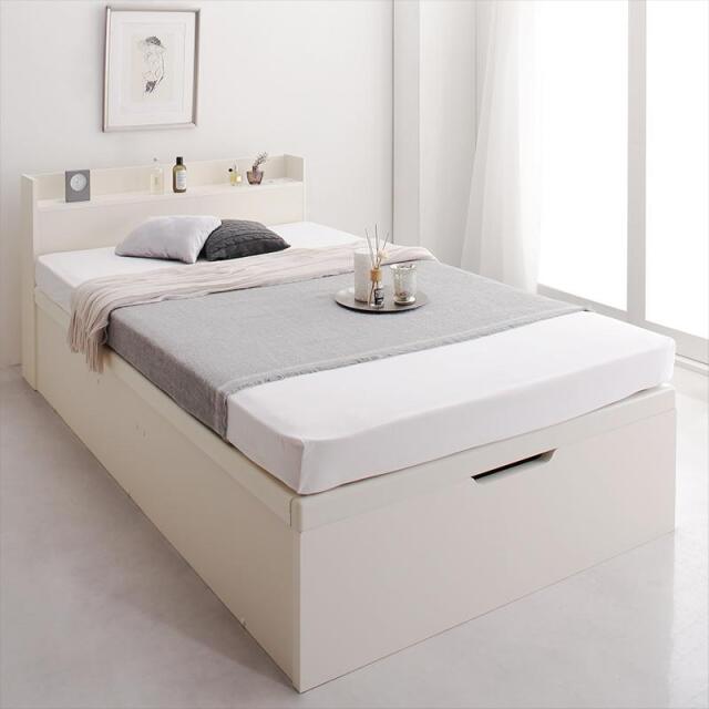 日本製 頑丈すのこ仕様 跳ね上げ式ベッド　ホワイト