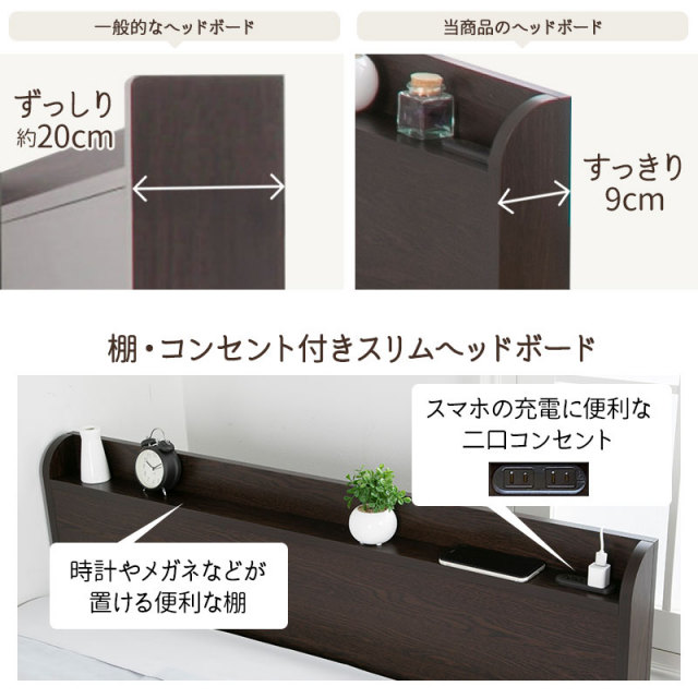 コンセント付きヘッドボード
