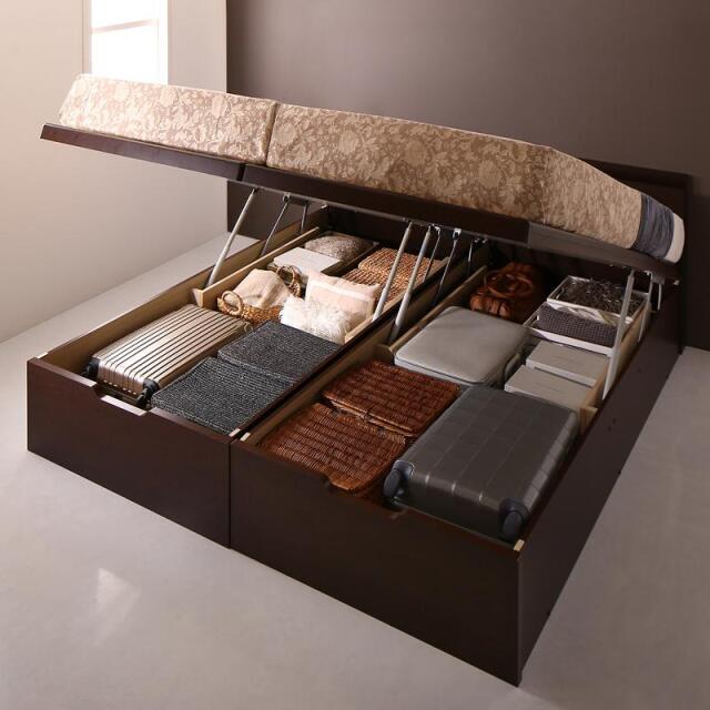 日本製 連結式 すのこ仕様 跳ね上げベッド【Naval】ナヴァル ダークブラウン