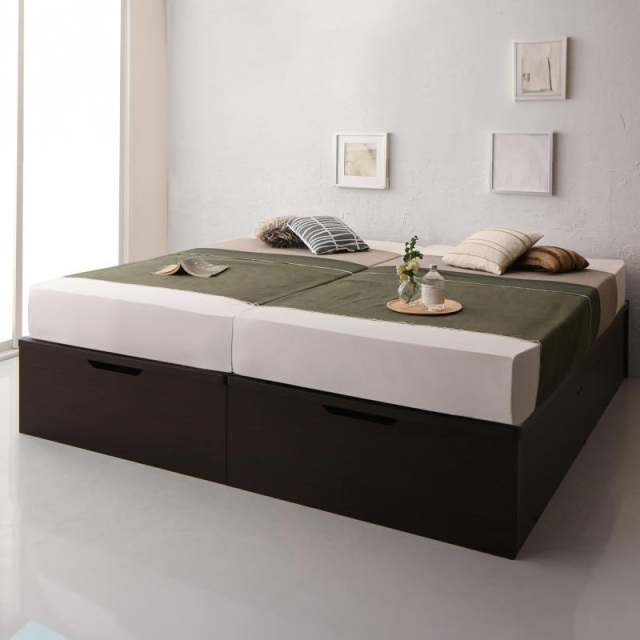 日本製 連結式跳ね上げベッド【Cervin】セルヴァン ダークブラウン