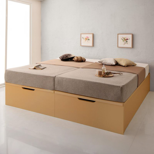 日本製 連結式跳ね上げベッド【Cervin】セルヴァン ナチュラル