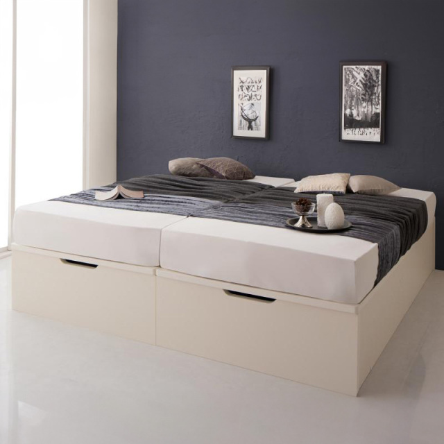 日本製 連結式跳ね上げベッド【Cervin】セルヴァン ホワイト