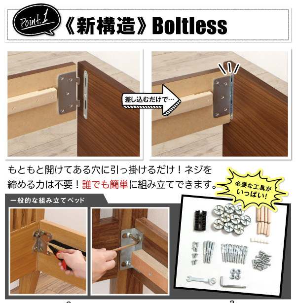 収納付きベッド | 組み立て簡単！日本製 収納付きベッド【Lacomita