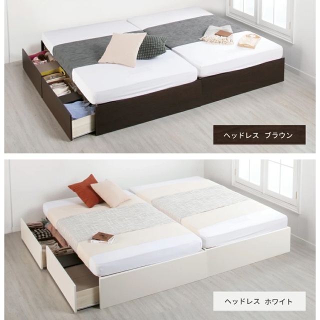 収納付きベッド | 日本製 床板仕様 2杯引き出し 収納付きベッド