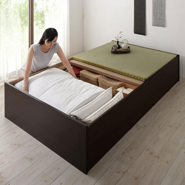 [美品] 神奈川格安配送 シングル 畳ベッド 布団収納 ハイタイプ高さ42cm 検索結果 跳ね上げベッド・収納付きベッドの専門店 | Kinoshita.net