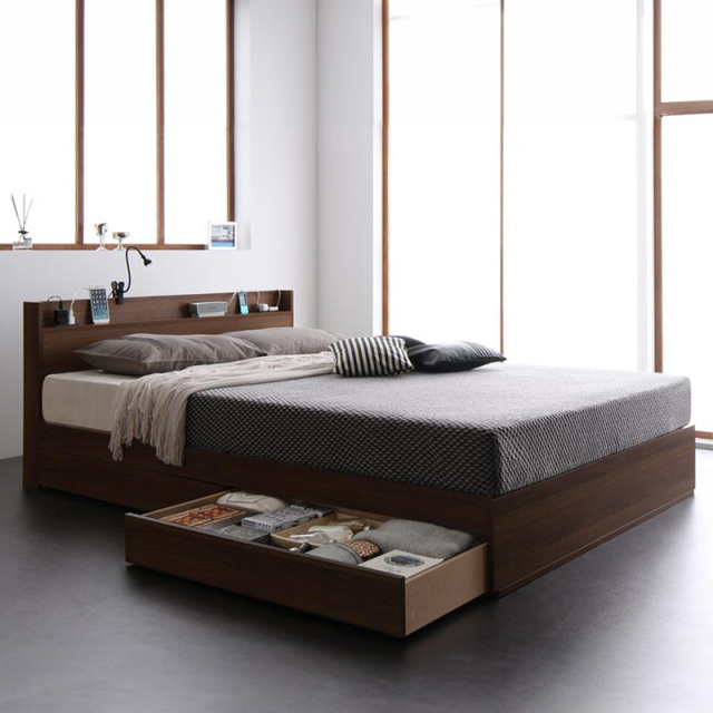 収納付きベッド【Splend】スプレンド  ウォルナットブラウン