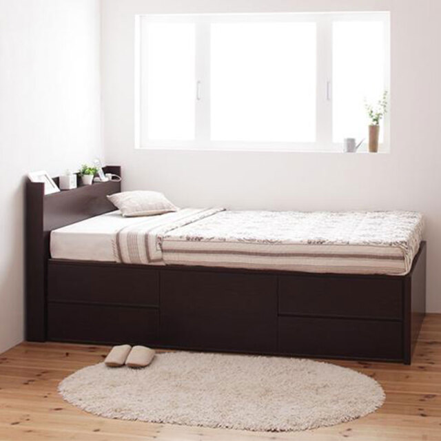 日本製 ショート丈 チェストベッド【Refes】リフェス ダークブラウン