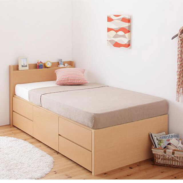 日本製 ショート丈 チェストベッド【Refes】リフェス ナチュラル