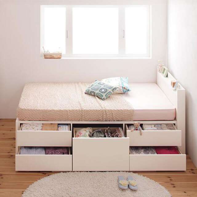 日本製 ショート丈 チェストベッド【Refes】リフェス ホワイト