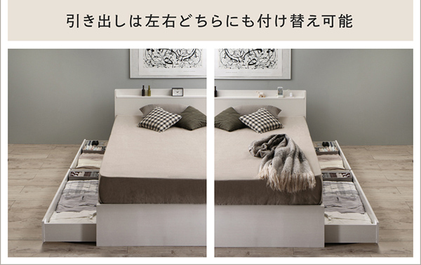 引き出しは左右どちらにも付け替え可能