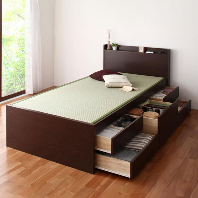 日本製 畳仕様 チェストベッド【悠然】ゆうぜん ダークブラウン
