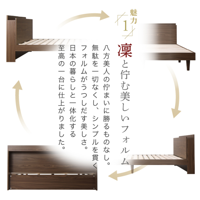 すのこベッド | 棚・コンセント・脚付きすのこベッド【KASANE