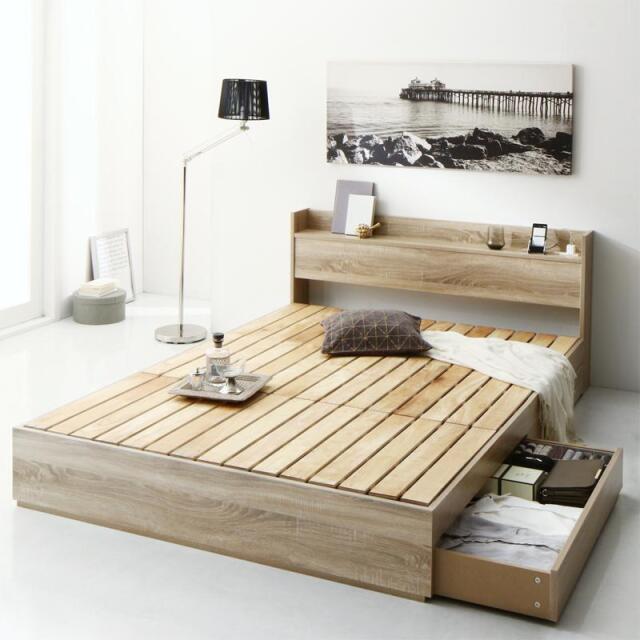 すのこ仕様 収納付きベッド【Anela】アネラ ナチュラル