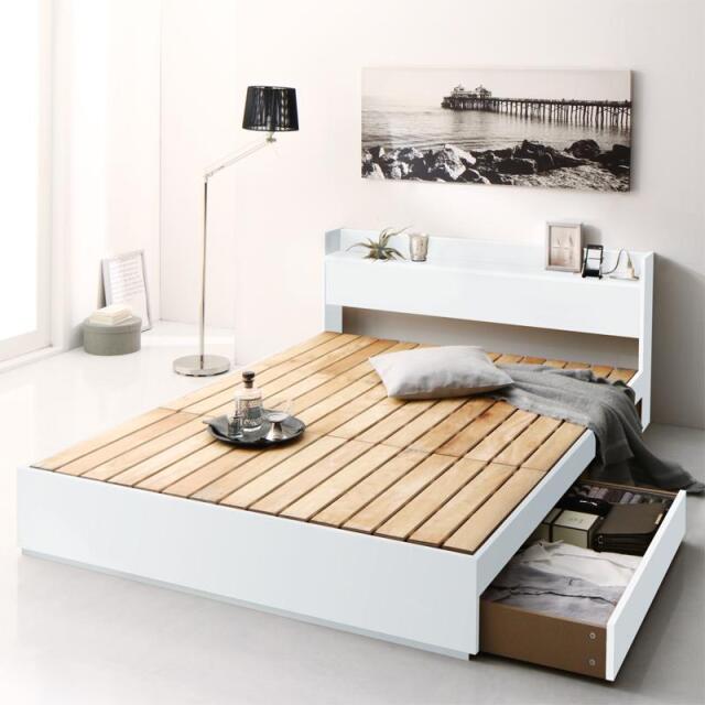 すのこ仕様 収納付きベッド【Anela】アネラ ホワイト