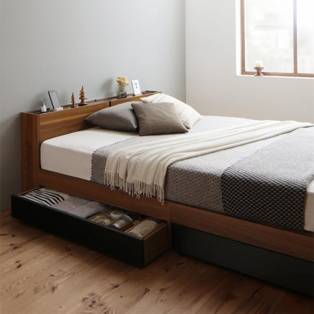 収納付きベッド【Separate】セパレート ウォルナット×ホワイト