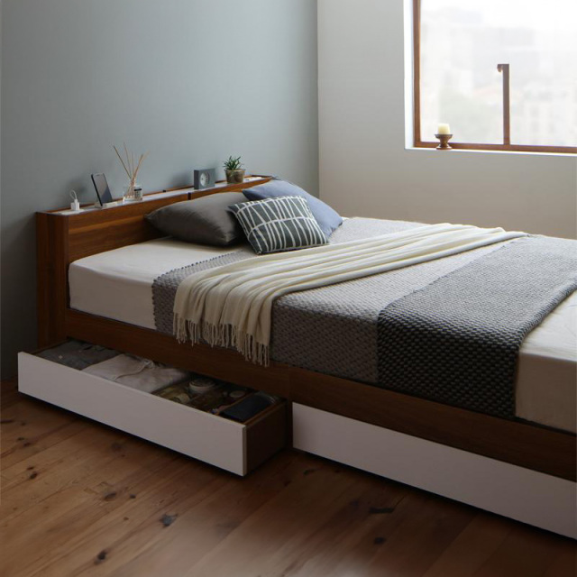 収納付きベッド【Separate】セパレート ウォルナット×ホワイト