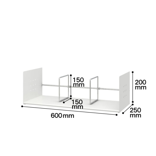 ブックスタンド ロータイプ 仕切り付 幅60cm ホワイト (BSS-060)