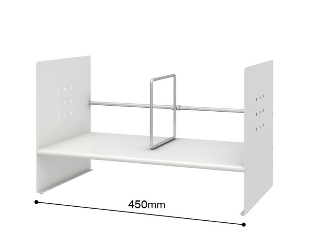 トヨダプロダクツ 本立て ブックスタンド 下部収納  幅45cm  スチール ホワイト BSS-045H 製品幅