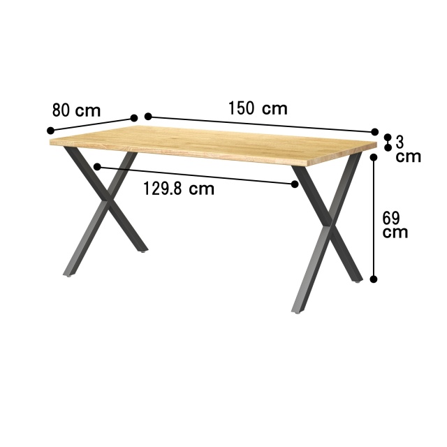 TSUNAGITE / ラバーウッド × スチール脚 テーブル 無垢材 国産 150cm